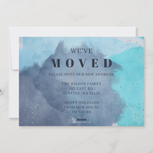 Abstract Blauw Nieuw Huis voor Feestdagen Foto Ver Feestdagenkaart (Achterkant)