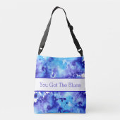 Abstract blauw ontwerp van Waterverf Crossbody Tas (Achterkant)