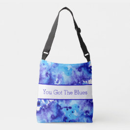 Abstract blauw ontwerp van Waterverf Crossbody Tas