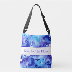 Abstract blauw ontwerp van Waterverf Crossbody Tas