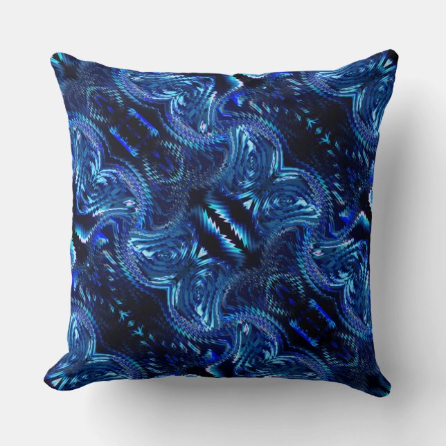 Abstract blauw ontwerp van zigzag kussen (Voorkant)