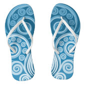 Abstract blauw, onvertakt fern-rond teenslippers (Voetbed)