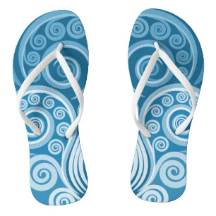 Abstract blauw, onvertakt fern-rond teenslippers