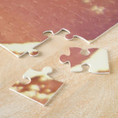 Abstract Blauw Oranje Gold Alcohol Ink Jigzaag Puz Legpuzzel (Zijkant)