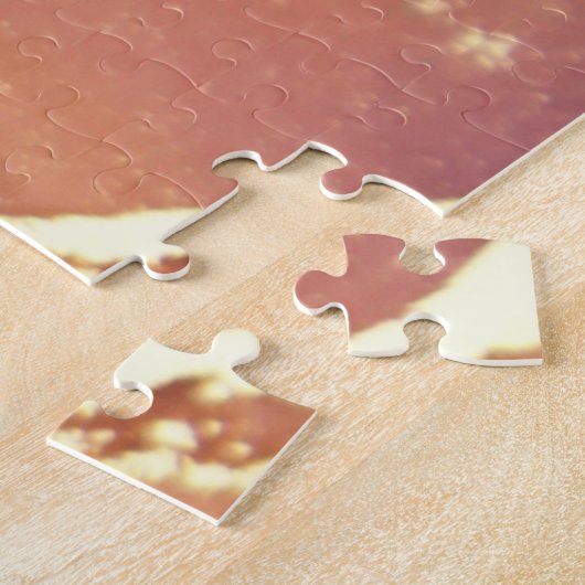 Abstract Blauw Oranje Gold Alcohol Ink Jigzaag Puz Legpuzzel (Zijkant)