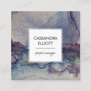 Abstract   blauw Paars-alcoholinkt Vloeibaar art Vierkante Visitekaartje