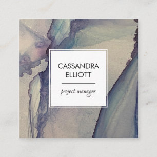 Abstract   blauw Paars-alcoholinkt Vloeibaar art Vierkante Visitekaartje