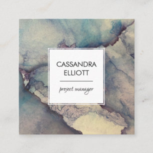 Abstract   blauw Paars-alcoholinkt Vloeibaar art Vierkante Visitekaartje