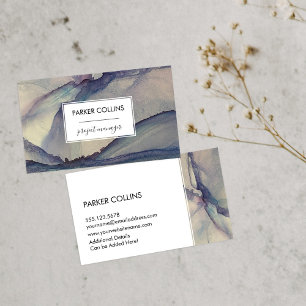 Abstract   blauw Paars-alcoholinkt Vloeibaar art Visitekaartje