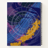 Abstract blauw paars astrologisch wiel notitieboek (Achterkant)