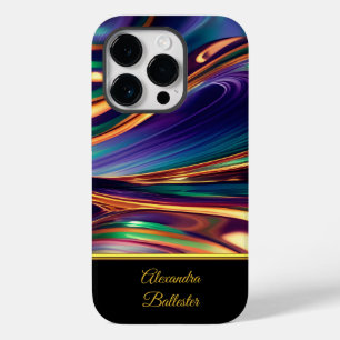 Abstract blauw paars goud smaragdgroen geel Case-Mate iPhone 14 pro hoesje