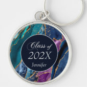 Abstract blauw Paars-goudblauw-Afstuderen Sleutelhanger (Voorkant)