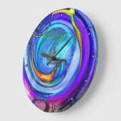 Abstract blauw Paars Sinaasappel Grote Klok (Hoek)