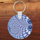 abstract blauw paars-wit fractal patroon sleutelhanger (Voorkant)