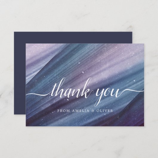 Abstract blauw & Paarse minimalist bedankpas Kaart (Voorkant / Achterkant)