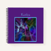 Abstract Blauw Paarse Neon Vlinder Print Kleurrijk Notitieboek (Voorkant)