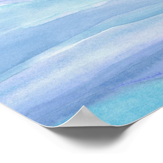 Abstract blauw paarse ocean lagen waterverf kunst poster (Hoek)
