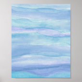 Abstract blauw paarse ocean lagen waterverf kunst poster (Voorkant)