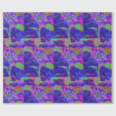 Abstract blauw paarse zonnebloem retro funky flora cadeaupapier (Vlak)