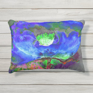 Abstract blauw papaver abstract bloembloem buitenkussen