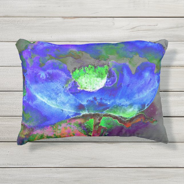 Abstract blauw papaver abstract bloembloem buitenkussen (Voorkant)