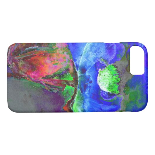 Abstract blauw papaver abstract bloembloem Case-Mate iPhone case (Achterkant (Horizontaal))