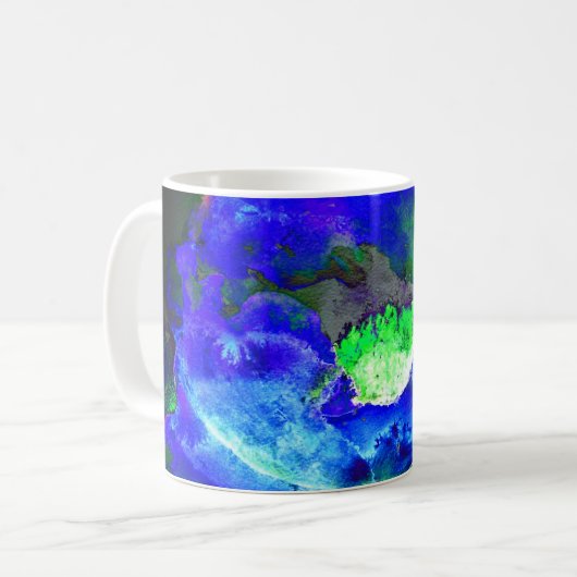 Abstract blauw papaver abstract bloembloem koffiemok (Voorkant links)