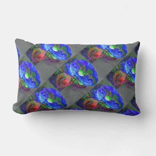 Abstract blauw papaver abstract bloembloem kussen (Voorkant)