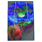 Abstract blauw papaver abstract bloembloem medium cadeauzakje (Voorkant)