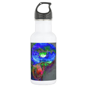 Abstract blauw papaver abstract bloembloem waterfles