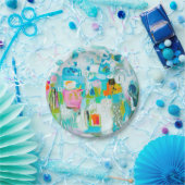 Abstract blauw papieren bordje (Feest)