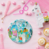 Abstract blauw papieren bordje (Feest)