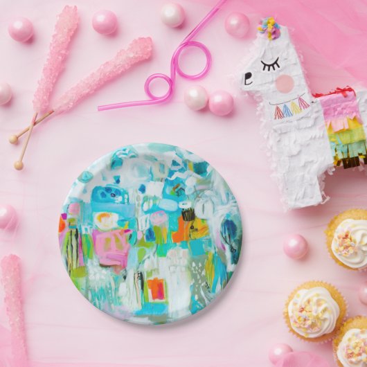 Abstract blauw papieren bordje (Feest)