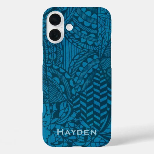 Abstract blauw patroon, aangepast Case-Mate iPhone case (Achterkant)