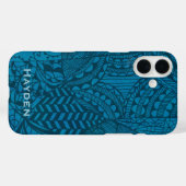 Abstract blauw patroon, aangepast Case-Mate iPhone case (Achterkant (horizontaal))