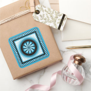 Abstract blauw patroon omwisselen vierkante sticker