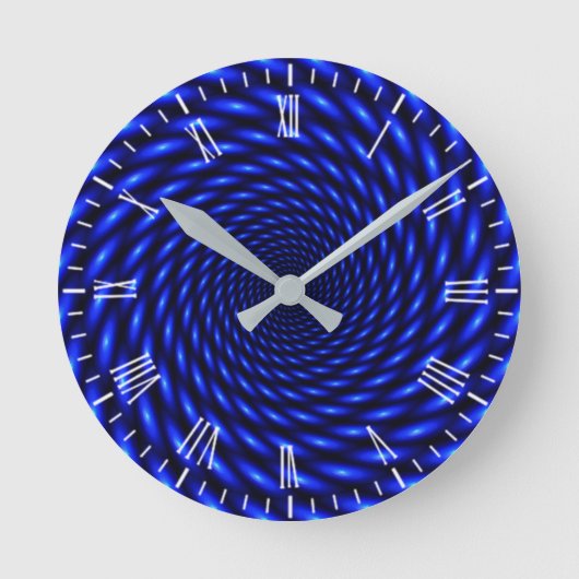 Abstract Blauw Patroon  Ronde Klok (Voorkant)
