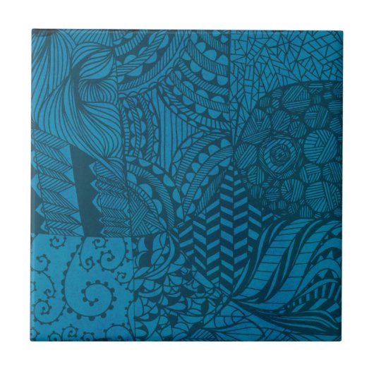 Abstract Blauw Patroon Tegeltje (Voorkant)