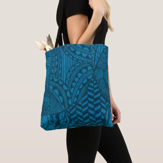 Abstract blauw patroon tote bag (Dichtbij)