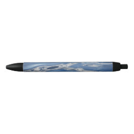 Abstract blauw patroon zwarte inkt pen
