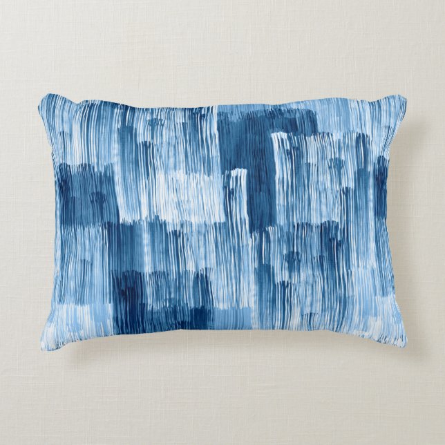 Abstract blauw penseelschilderpatroon accent kussen (Voorkant)