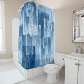 Abstract blauw penseelschilderpatroon douchegordijn (In situ)