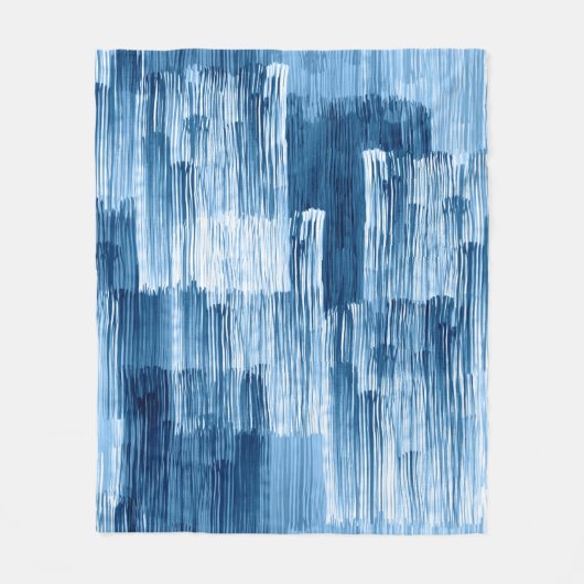 Abstract blauw penseelschilderpatroon fleece deken (Voorkant)