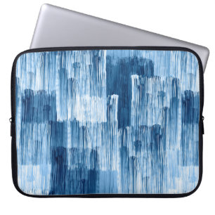Abstract blauw penseelschilderpatroon laptop sleeve