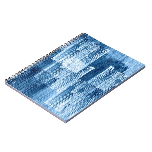 Abstract blauw penseelschilderpatroon notitieboek (Linkerzijde)