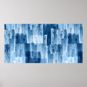 Abstract blauw penseelschilderpatroon poster