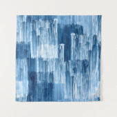 Abstract blauw penseelschilderpatroon wandkleed (Voorkant)