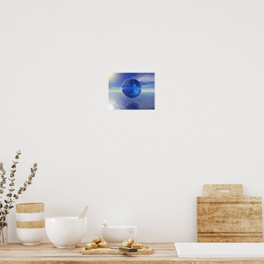 Abstract Blauw Poster (Keuken)