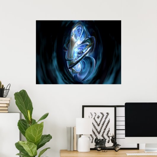 Abstract blauw poster (Thuiskantoor)