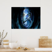 Abstract blauw poster (Keuken)